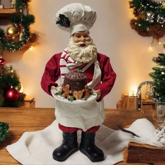 Clothtique Possible Dreams Cake Baker Chef Figgy Pudding Santa Claus Figurine - Picture 1 of 10